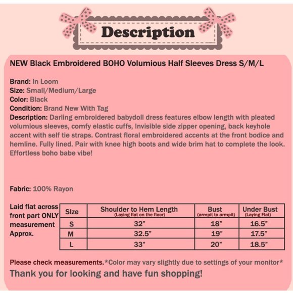 NEW Black Ethnic Embroidered BOHO Babydoll Dress - Picture 11 of 11